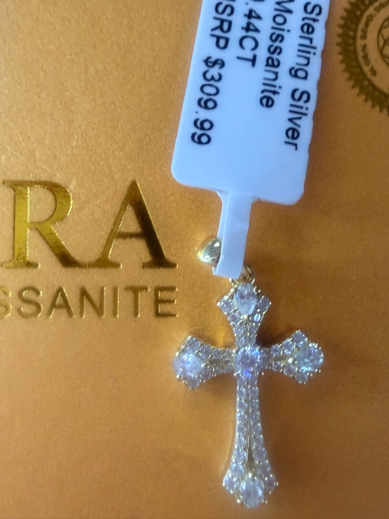 Sterling Silver Cross Pendant With White Cubic Stones